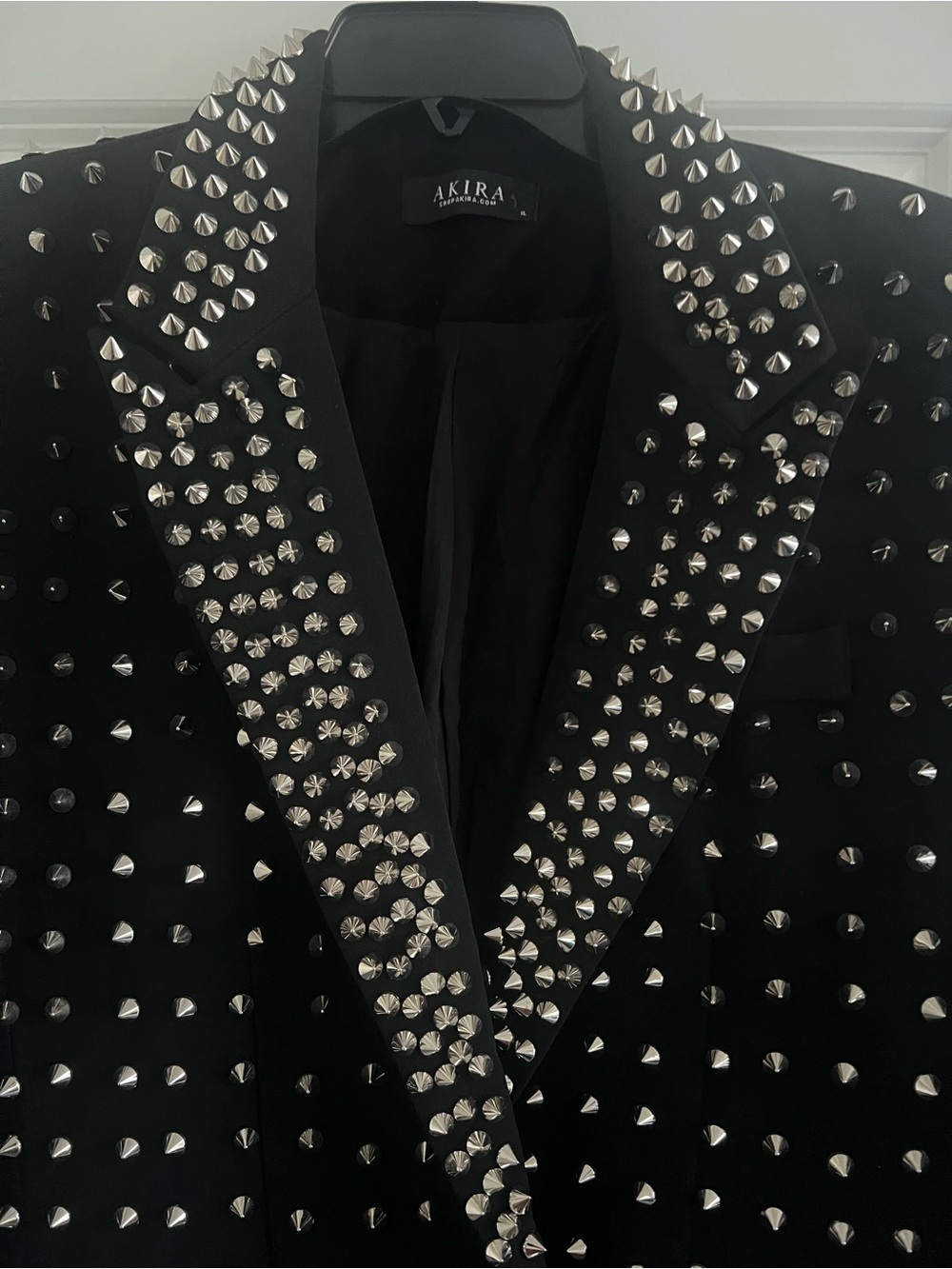 Black Silver Spike Studded Blazer Jacket